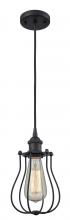  516-1P-BK-CE513-BK - Muselet - 1 Light - 6 inch - Matte Black - Cord hung - Mini Pendant