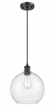  516-1P-BK-G124-10 - Athens - 1 Light - 10 inch - Matte Black - Cord hung - Mini Pendant