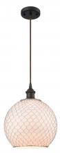  516-1P-OB-G121-10CSN - Farmhouse Chicken Wire - 1 Light - 10 inch - Oil Rubbed Bronze - Cord hung - Mini Pendant