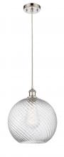  516-1P-PN-G1214-12 - Athens Twisted Swirl - 1 Light - 12 inch - Polished Nickel - Cord hung - Mini Pendant