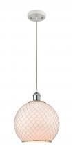  516-1P-WPC-G121-10CSN - Farmhouse Chicken Wire - 1 Light - 10 inch - White Polished Chrome - Cord hung - Mini Pendant