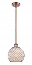  516-1S-AC-G121-8CBK - Farmhouse Chicken Wire - 1 Light - 8 inch - Antique Copper - Mini Pendant