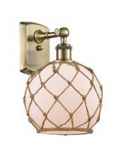  516-1W-AB-G121-8RB - Farmhouse Rope - 1 Light - 8 inch - Antique Brass - Sconce