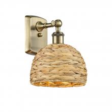  516-1W-AB-RBD-8-NAT - Woven Rattan - 1 Light - 8 inch - Antique Brass - Sconce