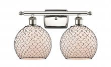  516-2W-PN-G121-8CBK - Farmhouse Chicken Wire - 2 Light - 18 inch - Polished Nickel - Bath Vanity Light