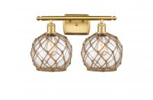  516-2W-SG-G122-8RB - Farmhouse Rope - 2 Light - 18 inch - Satin Gold - Bath Vanity Light