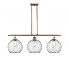  516-3I-AC-G122-10CSN - Farmhouse Chicken Wire - 3 Light - 37 inch - Antique Copper - Cord hung - Island Light