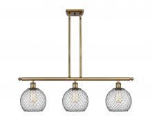  516-3I-BB-G122-8CBK - Farmhouse Chicken Wire - 3 Light - 36 inch - Brushed Brass - Cord hung - Island Light