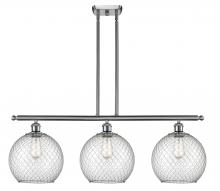  516-3I-SN-G122-10CSN - Farmhouse Chicken Wire - 3 Light - 37 inch - Brushed Satin Nickel - Cord hung - Island Light