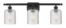  516-3W-BK-G112C-5CL - Cobbleskill - 3 Light - 25 inch - Matte Black - Bath Vanity Light