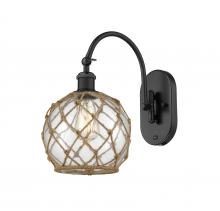  518-1W-BK-G122-8RB-LED - Farmhouse Rope - 1 Light - 8 inch - Matte Black - Sconce