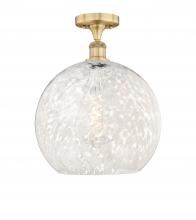  616-1F-BB-G1216-14WM - White Mouchette - 1 Light - 14 inch - Brushed Brass - Semi-Flush Mount