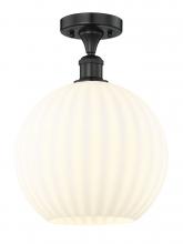  616-1F-BK-G1217-12WV - White Venetian - 1 Light - 12 inch - Matte Black - Semi-Flush Mount