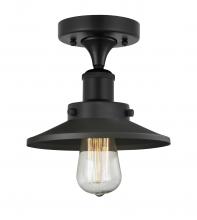  616-1F-BK-M6-BK - Railroad - 1 Light - 8 inch - Matte Black - Semi-Flush Mount