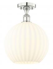  616-1F-PN-G1217-12WV - White Venetian - 1 Light - 12 inch - Polished Nickel - Semi-Flush Mount