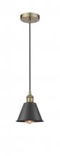  616-1P-AB-M8-BK - Smithfield - 1 Light - 7 inch - Antique Brass - Cord hung - Mini Pendant