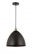  616-1P-BAB-MBD-16-BK-LED - Bristol - 1 Light - 16 inch - Black Antique Brass - Cord hung - Mini Pendant