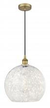  616-1P-BB-G1216-14WM - White Mouchette - 1 Light - 14 inch - Brushed Brass - Cord Hung - Pendant