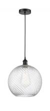  616-1P-BK-G1214-12 - Athens Twisted Swirl - 1 Light - 12 inch - Matte Black - Cord hung - Mini Pendant