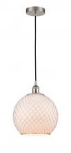  616-1P-SN-G121-10CSN - Farmhouse Chicken Wire - 1 Light - 10 inch - Brushed Satin Nickel - Cord hung - Mini Pendant