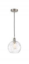  616-1P-SN-G1215-8 - Athens Water Glass - 1 Light - 8 inch - Brushed Satin Nickel - Cord hung - Mini Pendant