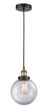  616-1PH-BAB-G202-8 - Beacon - 1 Light - 8 inch - Black Antique Brass - Cord hung - Mini Pendant