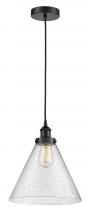  616-1PH-BK-G44-L - Cone - 1 Light - 12 inch - Matte Black - Cord hung - Mini Pendant