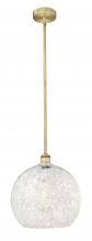  616-1S-BB-G1216-14WM - White Mouchette - 1 Light - 14 inch - Brushed Brass - Stem Hung - Pendant