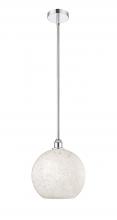  616-1S-PC-G1216-12WM - White Mouchette - 1 Light - 12 inch - Polished Chrome - Stem Hung - Mini Pendant