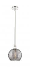  616-1S-PN-G1213-10SM - Athens Deco Swirl - 1 Light - 10 inch - Polished Nickel - Cord hung - Mini Pendant