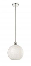  616-1S-PN-G1216-12WM - White Mouchette - 1 Light - 12 inch - Polished Nickel - Stem Hung - Mini Pendant