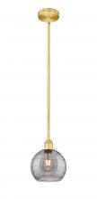  616-1S-SG-G1213-8SM - Athens Deco Swirl - 1 Light - 8 inch - Satin Gold - Cord hung - Mini Pendant