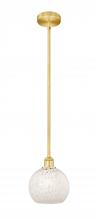  616-1S-SG-G1216-8WM - White Mouchette - 1 Light - 8 inch - Satin Gold - Stem Hung - Mini Pendant