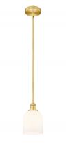  616-1S-SG-G558-6GWH - Bella - 1 Light - 6 inch - Satin Gold - Cord hung - Mini Pendant