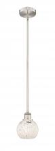  616-1S-SN-G1216-6WM - White Mouchette - 1 Light - 6 inch - Brushed Satin Nickel - Stem Hung - Mini Pendant