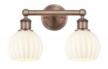  616-2W-AC-G1217-6WV - White Venetian - 2 Light - 15 inch - Antique Copper - Bath Vanity Light