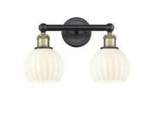  616-2W-BAB-G1217-6WV - White Venetian - 2 Light - 15 inch - Black Antique Brass - Bath Vanity Light