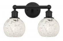  616-2W-BK-G1216-6WM - White Mouchette - 2 Light - 15 inch - Matte Black - Bath Vanity Light