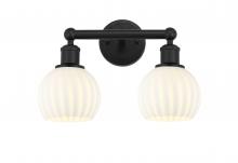  616-2W-BK-G1217-6WV - White Venetian - 2 Light - 15 inch - Matte Black - Bath Vanity Light