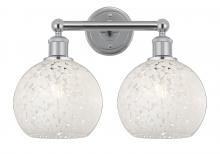  616-2W-PC-G1216-8WM - White Mouchette - 2 Light - 17 inch - Polished Chrome - Bath Vanity Light