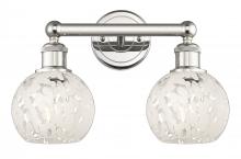  616-2W-PN-G1216-6WM - White Mouchette - 2 Light - 15 inch - Polished Nickel - Bath Vanity Light