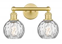  616-2W-SG-G1215-6 - Athens Water Glass - 2 Light - 15 inch - Satin Gold - Bath Vanity Light