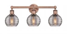  616-3W-AC-G1213-6SM - Athens Deco Swirl - 3 Light - 24 inch - Antique Copper - Bath Vanity Light