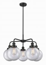  916-5CR-BK-G202-8 - Whitney - 5 Light - 27 inch - Matte Black - Chandelier