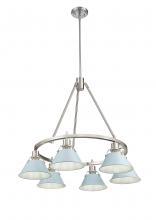 Golden 3306-6 PW-DB - Orwell 6-Light Chandelier in Pewter with Dusky Blue