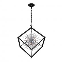  1178P22-6-601 - Starburst 6 Light Chandelier With Chrome & Black Finish