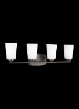  4428904EN3-710 - Franport transitional 4-light LED indoor dimmable bath vanity wall sconce in bronze finish with etch