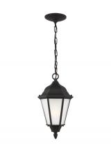  60941EN3-12 - Bakersville traditional 1-light LED outdoor exterior pendant in black finish with satin etched glass