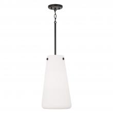  355211MB - 1-Light Pendant in Matte Black with Tapered Soft White Glass