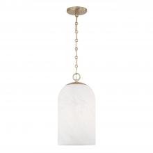  355811MA-553 - 1-Light Capsule Pendant in Matte Brass with Faux Alabaster Glass and Alternating Loop Designer Chain